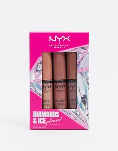 Набор из трех блесков для губ NYX Professional Makeup Diamonds & Ice Please - Brown Nudes 02-Розовый