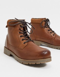 Светло-коричневые кожаные ботинки на шнуровке ASOS DESIGN-Светло-коричневый