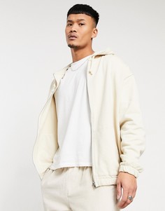 Бежевый oversized-худи из органического хлопка на молнии ASOS DESIGN