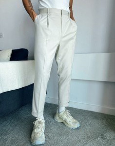 Суженные книзу белые строгие брюки ASOS DESIGN-Бежевый