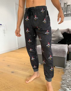 Серые джоггеры для дома с новогодним принтом Hollister-Серый