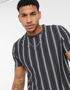 Футболка в стиле oversized темно-серого цвета в полоску New Look-Фиолетовый