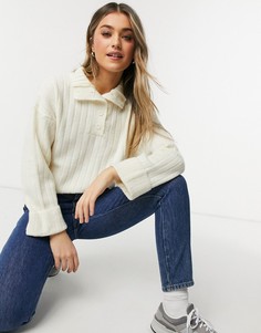Кремовый джемпер с высоким воротником и планкой ASOS DESIGN