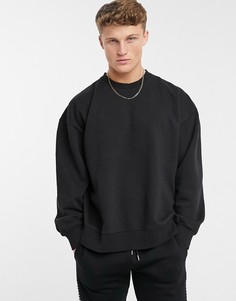 Oversized-свитшот черного выбеленного цвета Topman-Черный