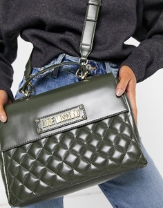 Зеленая стеганая сумка-тоут Love Moschino-Зеленый