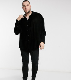 Черная бархатная oversized-рубашка в стиле 90-х ASOS DESIGN Plus-Черный