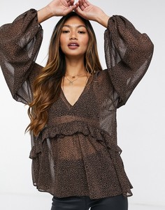 Свободный топ из прозрачной ткани с леопардовым принтом ASOS DESIGN-Многоцветный