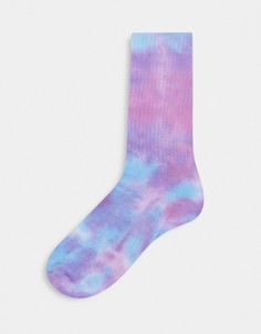 Спортивные носки с принтом тай-дай фиолетово-синего цвета ASOS DESIGN-Многоцветный