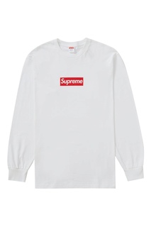 Свитшот Supreme Long Sleeve Box logo white
