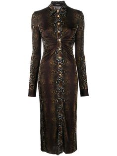Versace платье-рубашка со змеиным принтом