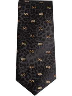 Dolce & Gabbana галстук с леопардовым принтом и логотипом