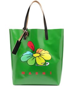 Marni сумка-тоут с цветочным принтом и логотипом