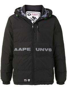 AAPE BY *A BATHING APE® пуховик с капюшоном и логотипом