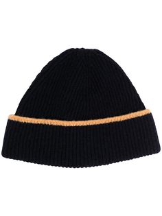 YMC ribbed knit contrast trim beanie hat