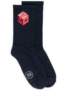 YMC logo intarsia knit socks