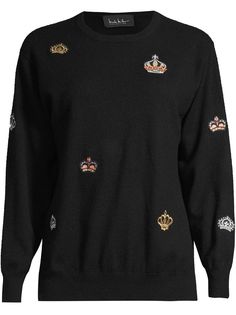 Nicole Miller crown-patch crew-neck jumper