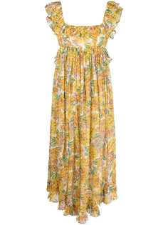 Zimmermann платье миди Poppy с цветочным принтом
