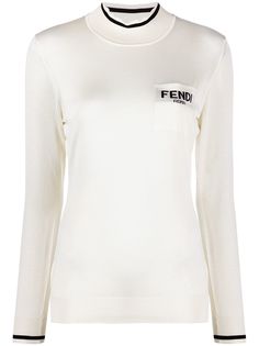 Fendi топ с высоким воротником и вышитым логотипом