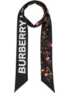 Burberry узкий платок с цветочным принтом