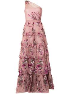 Marchesa Notte платье с цветочной вышивкой