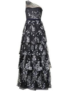 Marchesa Notte платье с цветочной вышивкой
