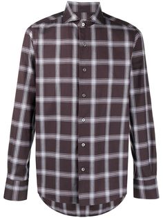 Canali plaid check print cotton shirt