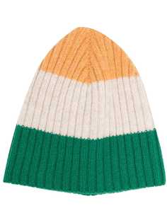 YMC colour block ribbed knit beanie hat