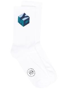 YMC logo intarsia knit socks