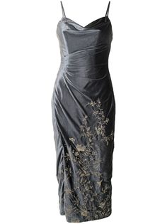 Marchesa Notte бархатное платье с цветочной вышивкой