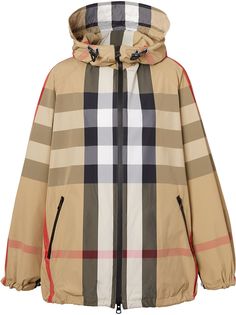 Burberry клетчатая куртка с капюшоном