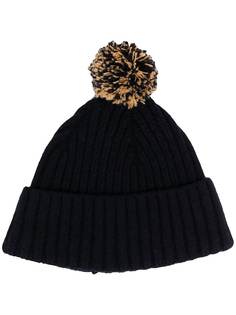 YMC ribbed knit pompom detail hat