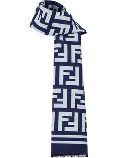 Fendi шарф с бахромой и логотипом FF