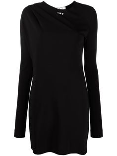 Off-White DRAPED FLUID JERSEY DRESS BLACK WHITE