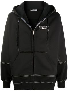 Valentino куртка с капюшоном и декором VLTN Tag