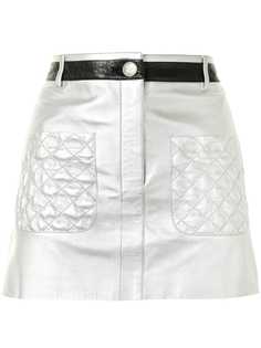 Chanel Pre-Owned стеганая юбка мини с эффектом металлик и карманами