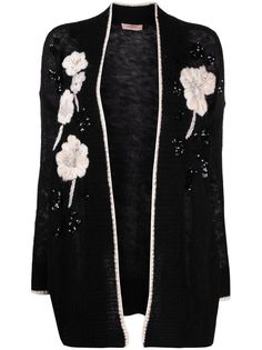 Twin-Set floral-embroidered cardi-coat