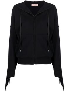 Twin-Set fringe-detail zip-up hoodie