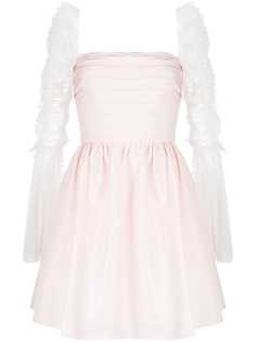 Self-Portrait ruched-sleeve flared dress
