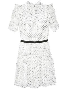 Self-Portrait mesh-detail polka-dot dress