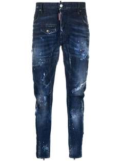 Dsquared2 джинсы скинни с молниями на манжетах и эффектом потертости