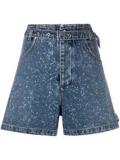 MSGM джинсовые шорты с эффектом разбрызганной краски