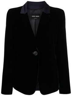 Giorgio Armani однобортный блейзер с бархатным эффектом