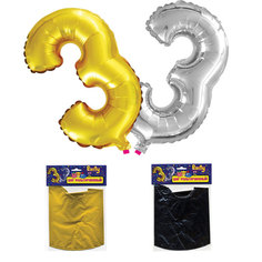 Шар фольгированный Action! «Цифра 3», золото/серебро