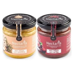 Крем-мед NECTARIA с кедровым орехом, с брусникой, 2 шт набор