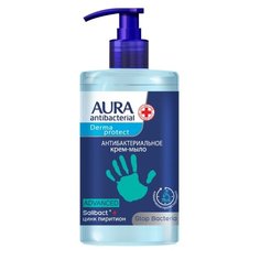 Крем-мыло Aura Derma Protect Антибактериальное Цинк пиритион, 450 мл