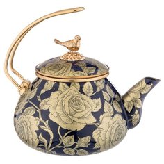 Agness Чайник Ренессанс (с птичкой) 2.2 л, синий/золотистый