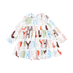 Платье Веселый Малыш размер 104, белый/оранжевый/коричневый/голубой