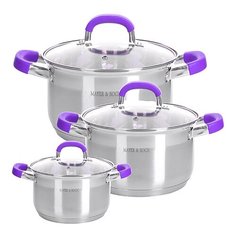 Набор кастрюль MAYER & BOCH МВ-29104/29105 6 пр. серебристый/фиолетовый