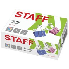 STAFF Зажимы для бумаг 41 мм (225159/224609) (12 шт.) ассорти