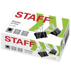 STAFF Зажимы для бумаг 41 мм (225159/224609) (12 шт.) черный